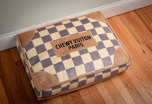 Checker Chewy Vuiton Bed Soft, Washable Dog Bed