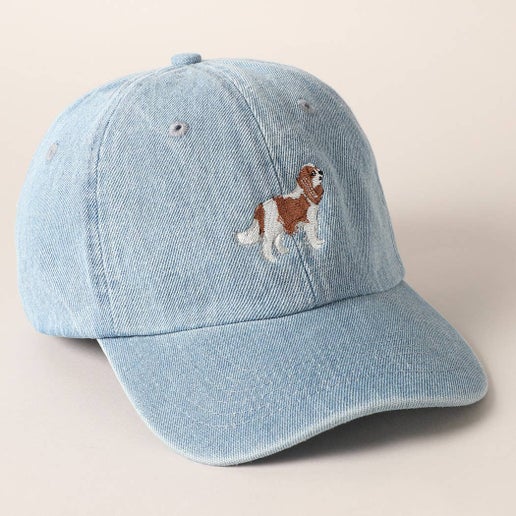 Cavalier King Dog Embroidered Denim Baseball Cap