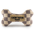 Load image into Gallery viewer, Checker Chewy Vuiton Bones Squeaker Dog Toy
