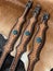 Western Tooled Leather Turquoise Concho Scalloped Dog Collar