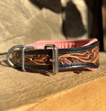 Load image into Gallery viewer, Maui Pink Tooled Leather Western Floral Dog Collar
