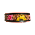 Load image into Gallery viewer, Maui Pink Tooled Leather Western Floral Dog Collar
