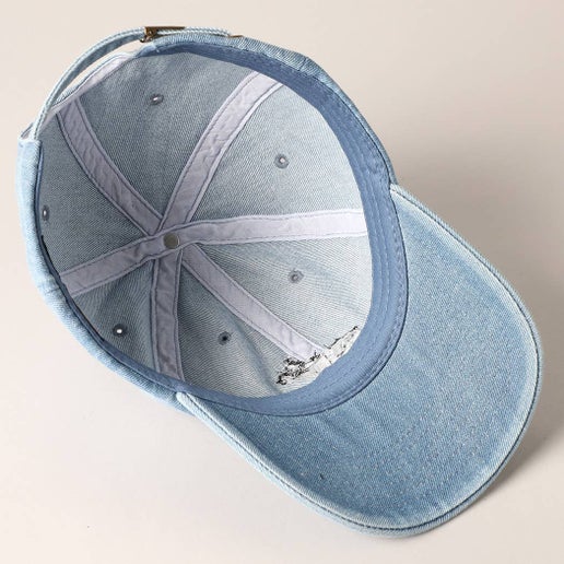 French Bulldog Dog Embroidered Denim Baseball Cap