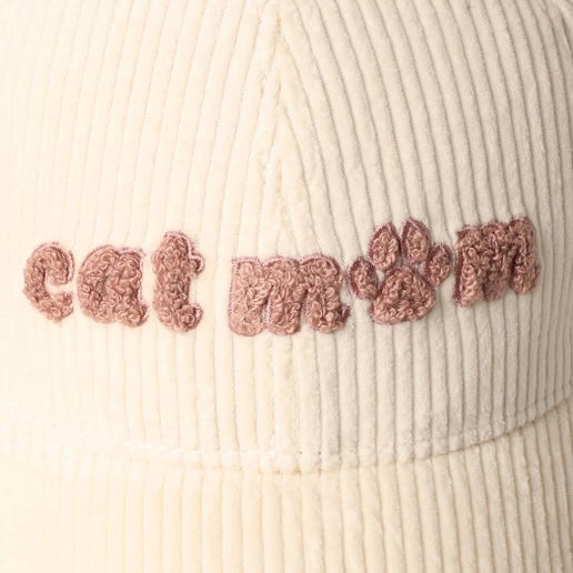 Cat Mom Chenille Patch Corduroy Baseball Cap