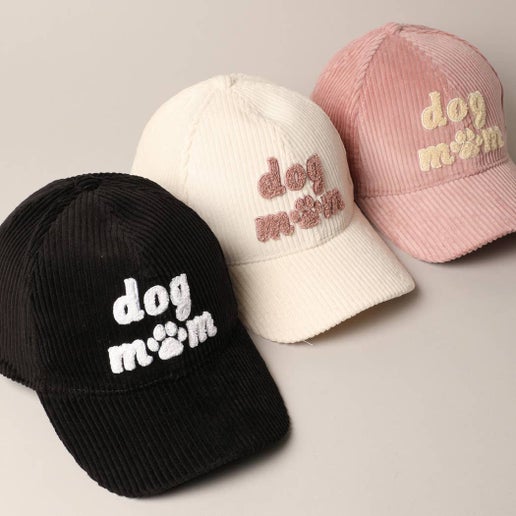 Dog Mom Chenille Patch Corduroy Baseball Cap