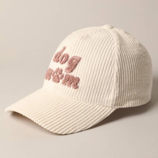 Dog Mom Chenille Patch Corduroy Baseball Cap