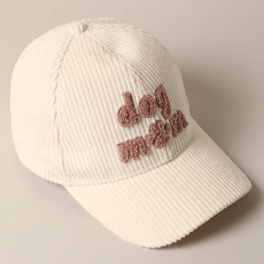 Dog Mom Chenille Patch Corduroy Baseball Cap