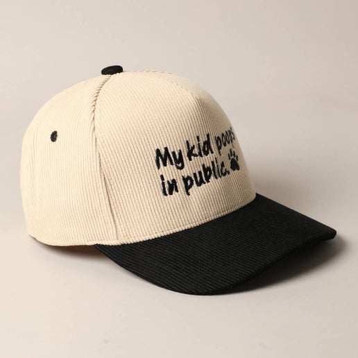 My Kid Poops in Public Paw Corduroy Trucker Hat